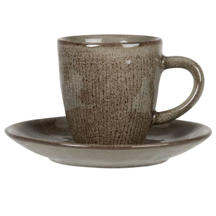 Maisons Du Monde YELLOWSTONE - Lote De 2 - Taza Y Platillo De Cerámica Verde