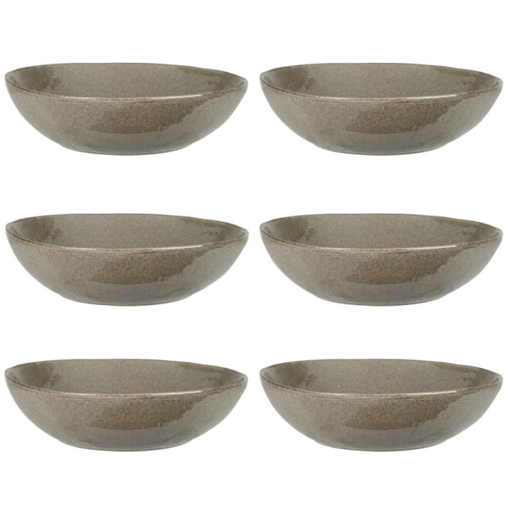 Maisons du Monde YELLOWSTONE - Lote de 6 - Plato hondo de cerámica verde