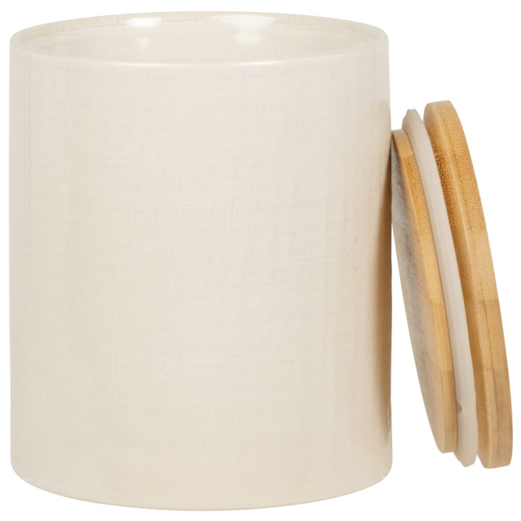 Maisons Du Monde YELLOWSTONE - Tarro De Cerámica Beige Con Tapa De Bambú Alt. 14
