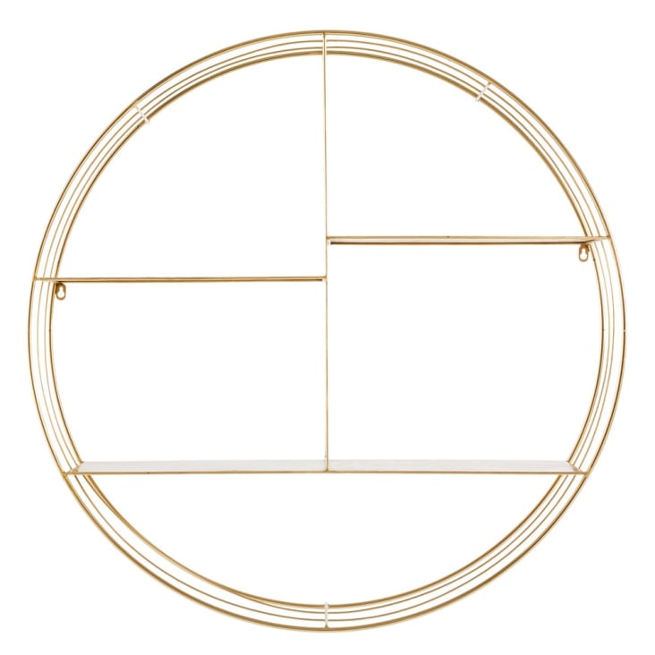 Maisons du Monde YOKO - Estantería de pared redonda de metal dorado