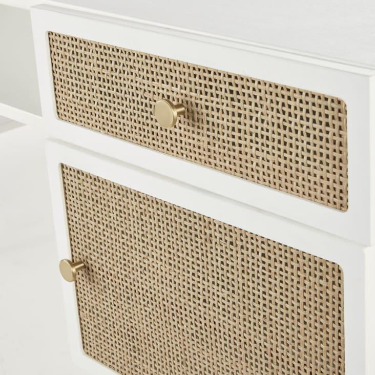 Maisons Du Monde Ysee - Escritorio Infantil Bicolor De 2 Puertas Y 2 Cajones De Trenzado De Ratán