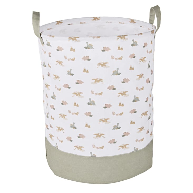 Maisons du Monde Yuma - Cesta infantil plegable beige con motivo terracota verde caqui y amarillo mostaza