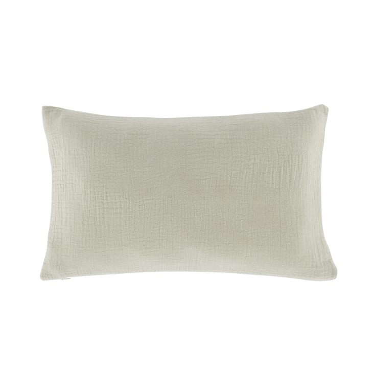 Maisons Du Monde Yuma - Cojín De Gasa De Algodón Ecológico Verde Con Dinosaurio Bordado Marrón 25x40