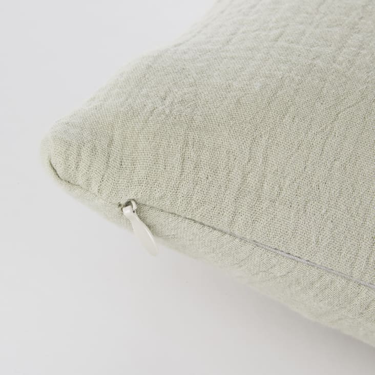 Maisons Du Monde Yuma - Cojín De Gasa De Algodón Ecológico Verde Con Dinosaurio Bordado Marrón 25x40