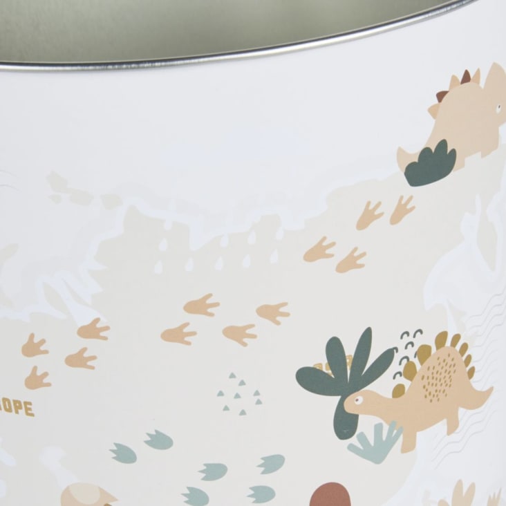 Maisons Du Monde YUMA - Papelera De Metal Con Mapamundi De Dinosaurios En Beige