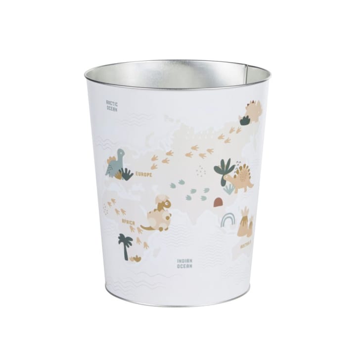 Maisons du Monde YUMA - Papelera de metal con mapamundi de dinosaurios en beige