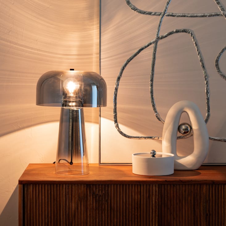 Maisons Du Monde ZISA - Lámpara Con Forma De Seta De Cristal Plateado