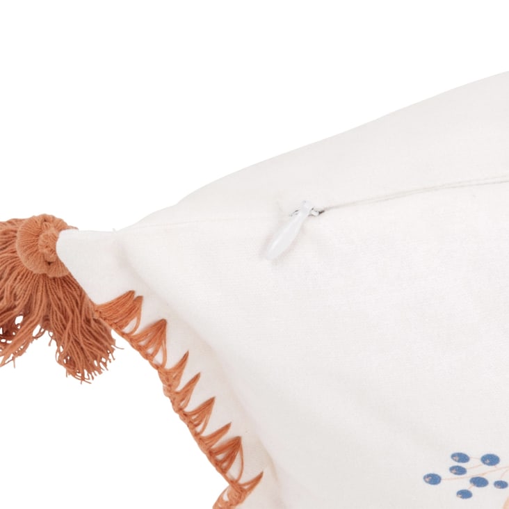 Maisons Du Monde Zoe - Cojín De Algodón Orgánico Con Estampado De Osos Multicolor Y Pompones 25x40