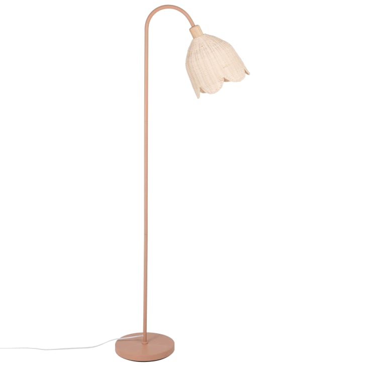 Maisons du Monde Zoe - Lámpara de pie de madera de álamo y pantalla de ratán trenzado bicolor Alt. 143