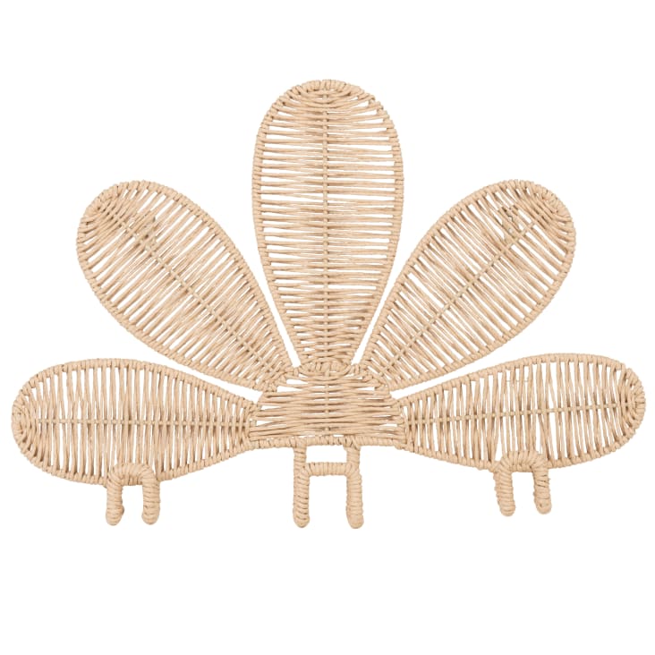 Maisons du Monde Zoe - Perchero con forma de flores de ratán con 3 ganchos