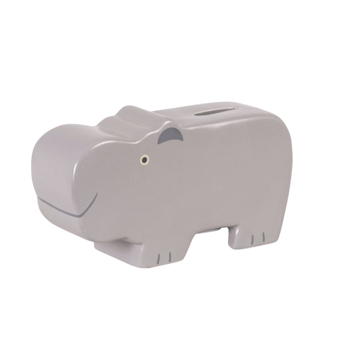 Maisons Du Monde Zoo - Hucha Con Forma De Hipopótamo De Porcelana Gris Y Negro