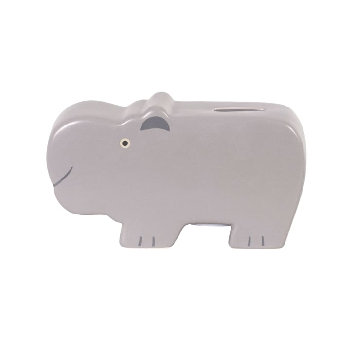 Maisons du Monde Zoo - Hucha con forma de hipopótamo de porcelana gris y negro