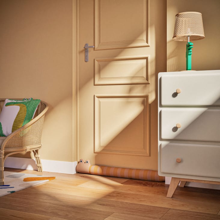 Maisons Du Monde Zoo - Lámpara De Mesa Cocodrilo De Madera Y Pantalla De Ratán