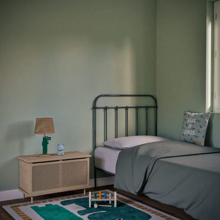 Maisons Du Monde Zoo - Lámpara De Mesa Cocodrilo De Madera Y Pantalla De Ratán