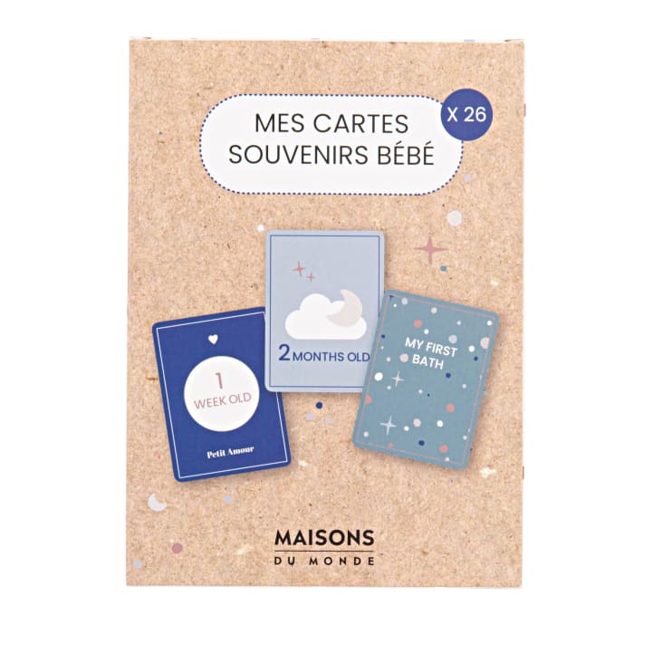 Maisons du Monde Zoo - Tarjetas para seguir el crecimiento de bebé en azul blanco y verde agua