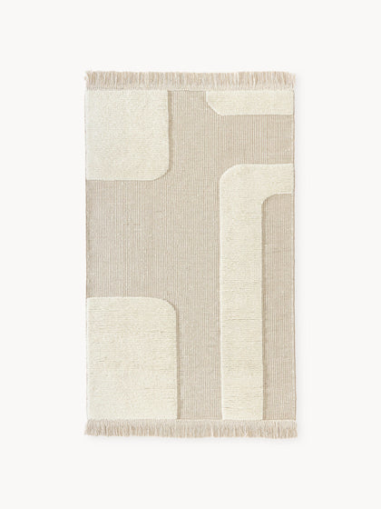 Westwing Alfombra artesanal con relieve y flecos Laine