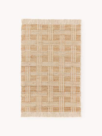 Westwing Alfombra artesanal de yute con flecos Almir