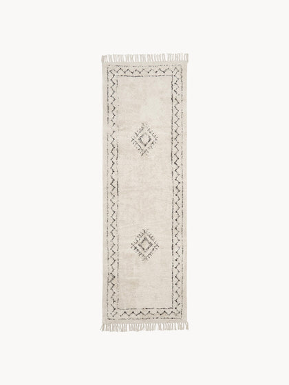 Westwing Alfombra corredor artesanal de algodón con flecos Flonn