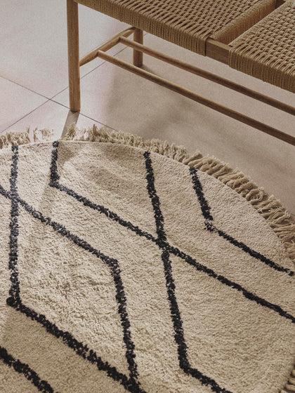 Westwing Alfombra Redonda Artesanal De Algodón Con Diseño De Rombos Bina