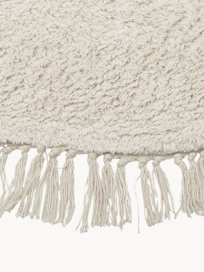Westwing Alfombra Redonda Artesanal De Algodón Con Flecos Daya