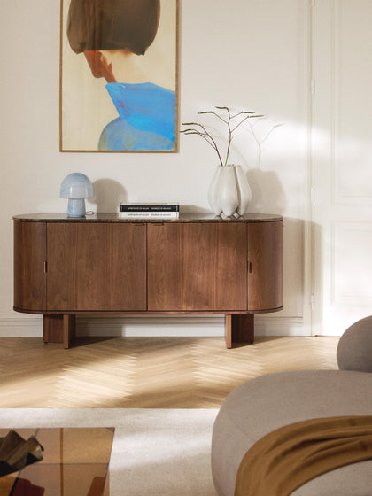 Westwing Aparador De Madera Con Esquinas Redondeadas Y Tablero De Mármol Zumi