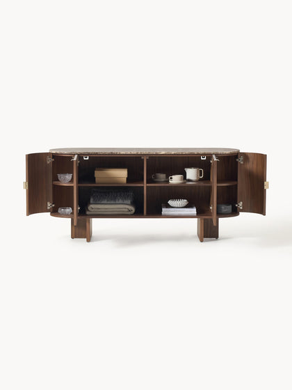 Westwing Aparador De Madera Con Esquinas Redondeadas Y Tablero De Mármol Zumi