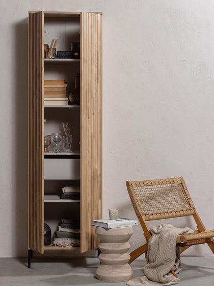 Westwing Armario De Madera De Roble Con Frente Acanalado Avourio