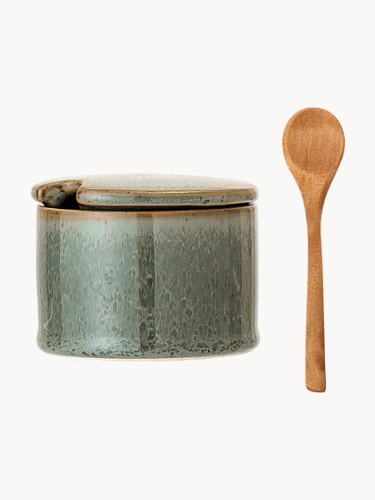Westwing Azucarero De Gres Con Cuchara De Madera Pixie