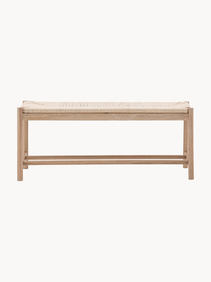 Westwing Banco Artesanal De Madera De Roble Y Mimbre Eton