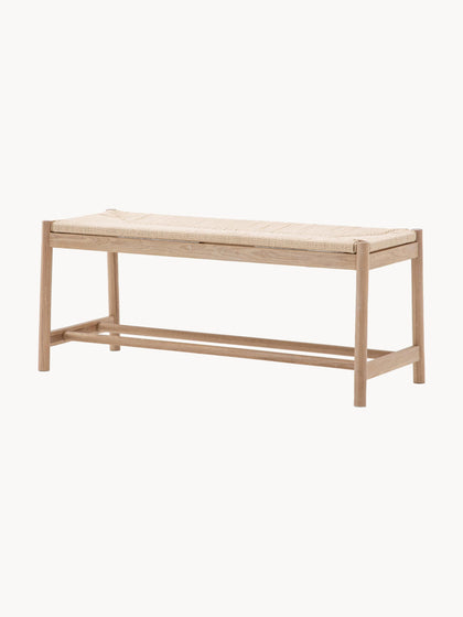 Westwing Banco Artesanal De Madera De Roble Y Mimbre Eton