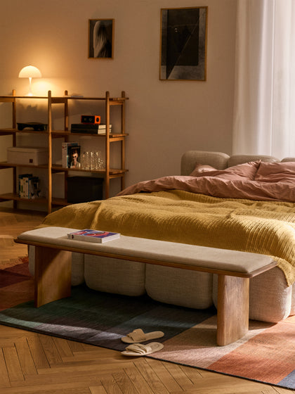 Westwing Banco De Madera De Roble Con Cojín De Asiento Chandler