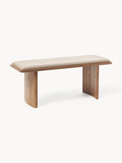 Westwing Banco de madera de roble con cojín de asiento Chandler