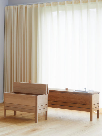 Westwing Banco De Madera De Roble Con Espacio De Almacenaje A Line