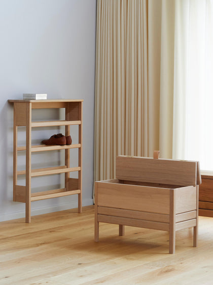 Westwing Banco De Madera De Roble Con Espacio De Almacenaje A Line