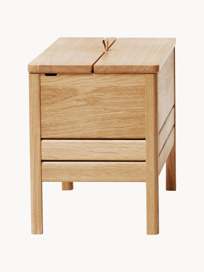 Westwing Banco De Madera De Roble Con Espacio De Almacenaje A Line