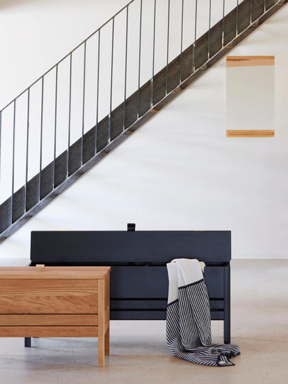 Westwing Banco De Madera De Roble Con Espacio De Almacenaje A Line