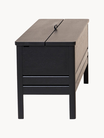 Westwing Banco De Madera De Roble Con Espacio De Almacenaje A Line