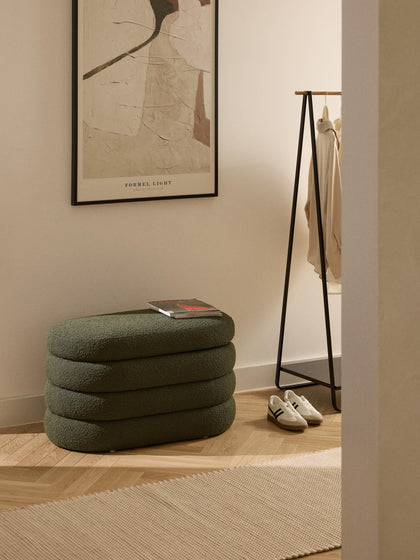 Westwing Banco Pequeño Tapizado En Tejido Bouclé Con Espacio De Almacenamiento Alto