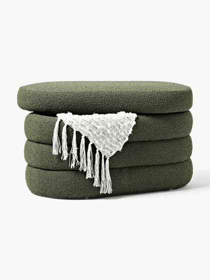 Westwing Banco Pequeño Tapizado En Tejido Bouclé Con Espacio De Almacenamiento Alto