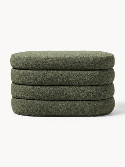 Westwing Banco Pequeño Tapizado En Tejido Bouclé Con Espacio De Almacenamiento Alto