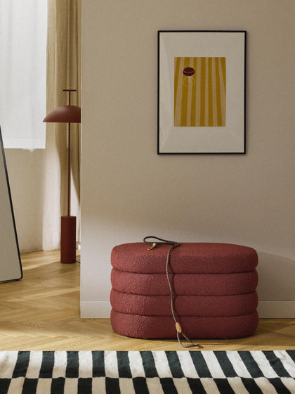 Westwing Banco Pequeño Tapizado En Tejido Bouclé Con Espacio De Almacenamiento Alto