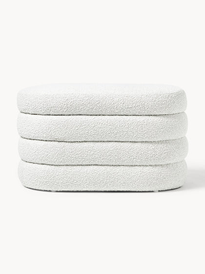 Westwing Banco Pequeño Tapizado En Tejido Bouclé Con Espacio De Almacenamiento Alto