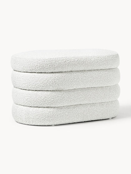 Westwing Banco pequeño tapizado en tejido bouclé con espacio de almacenamiento Alto