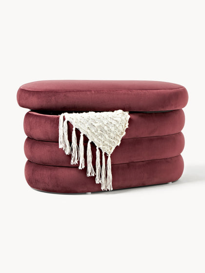 Westwing Banco Pequeño Tapizado En Terciopelo Con Espacio De Almacenamiento Alto