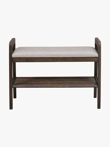 Westwing Banco Tapizado Con Estante De Madera De Roble Inverness