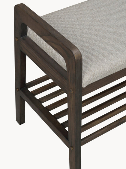 Westwing Banco Tapizado Con Estante De Madera De Roble Inverness