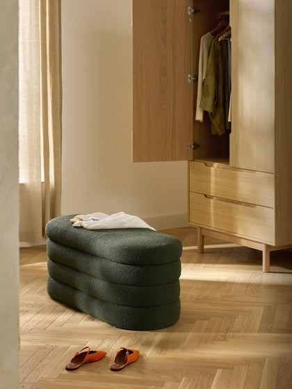 Westwing Banco Tapizado En Tejido Bouclé Con Espacio De Almacenaje Alto