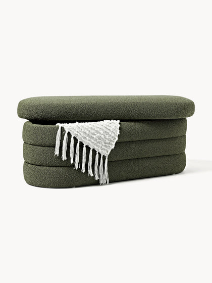 Westwing Banco Tapizado En Tejido Bouclé Con Espacio De Almacenaje Alto