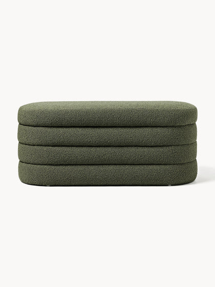 Westwing Banco Tapizado En Tejido Bouclé Con Espacio De Almacenaje Alto