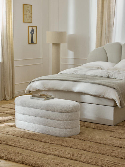 Westwing Banco Tapizado En Tejido Bouclé Con Espacio De Almacenaje Alto